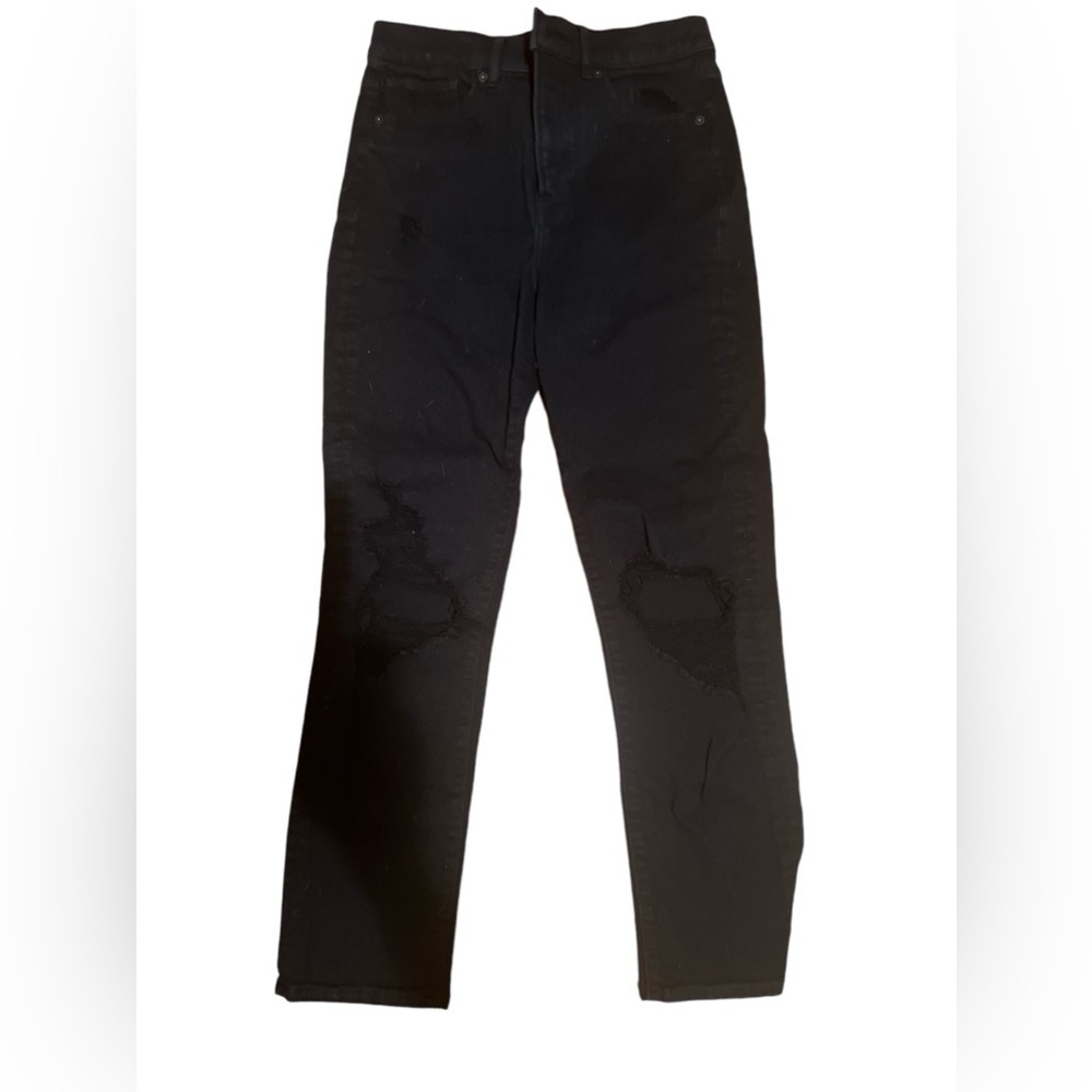 Express Black Jeans , shredded knees Mid rise, Sz 6R